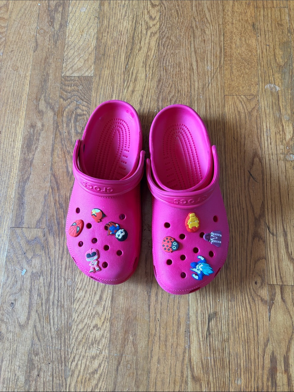 CROCS Classic Hot Pink Clog Sandals with Charms
